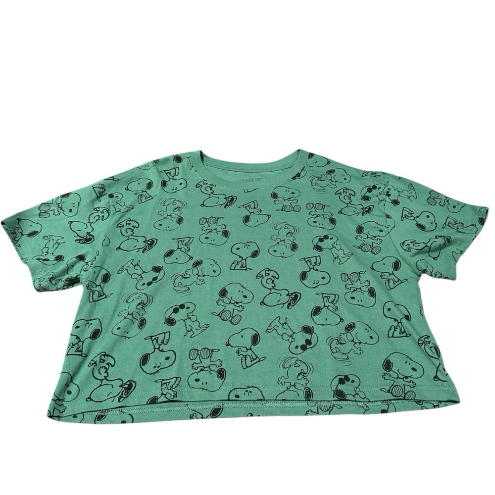 NWT Green Snoopy Peanuts Crop Top size XL
